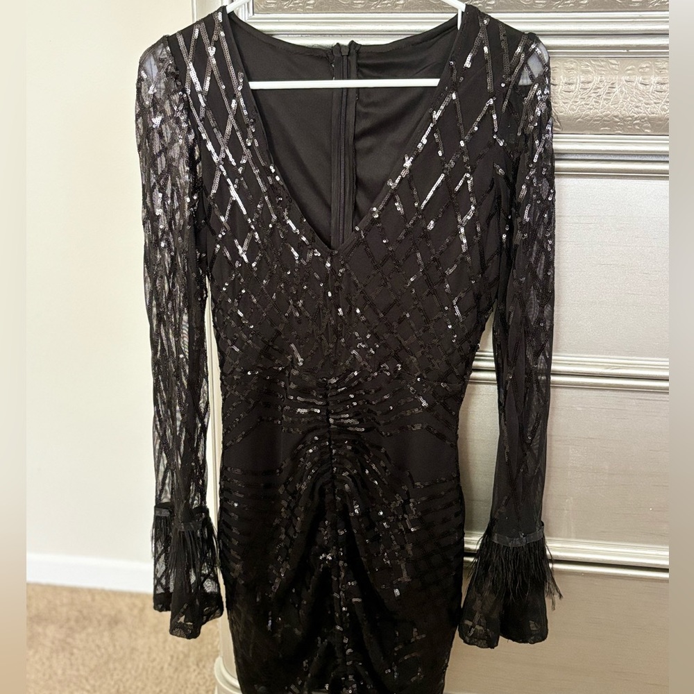 Long sleeve sequin mini dress